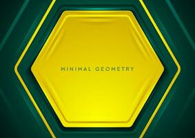 Green and yellow shiny glossy hexagons abstract geometry background vector