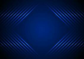 Bright blue abstract neon arrows tech geometry background vector