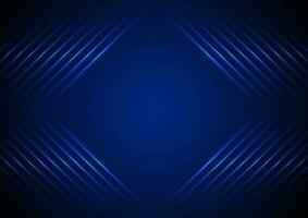 Bright blue abstract neon arrows tech geometry background vector