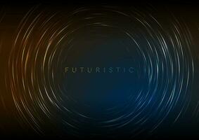 Abstract futuristic glowing background with neon circular lines vector