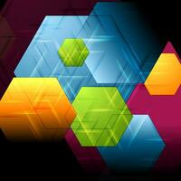 Colorful abstract tech background with glossy polygons vector