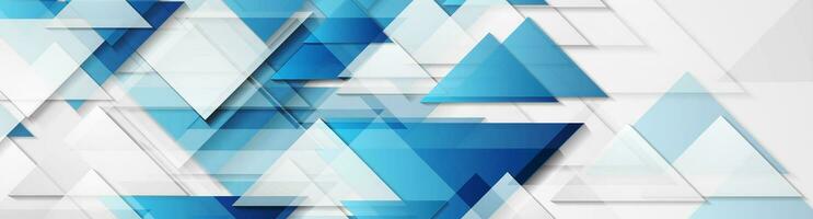 Blue grey glossy triangles abstract technology background vector