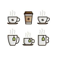 Coffee Tea Cups Color vector