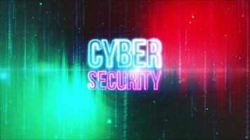 Cyber Security blue pink neon text abstract background. video