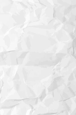White clean crumpled paper background. Vertical crumpled empty paper template for posters and banners. Vector illustration
