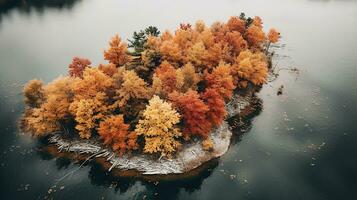 generativo ai, otoño vistoso bosque hermosa paisaje en hipster Clásico retro estilo, apagado neutral colores. foto