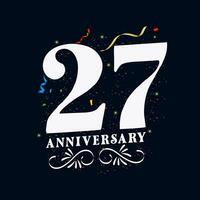 27 Anniversary luxurious Golden color 27 Years Anniversary Celebration Logo Design Template vector