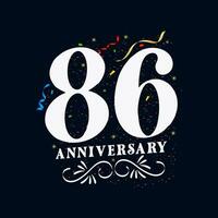 86 Anniversary luxurious Golden color 86 Years Anniversary Celebration Logo Design Template vector