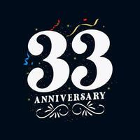 33 Anniversary luxurious Golden color 33 Years Anniversary Celebration Logo Design Template vector