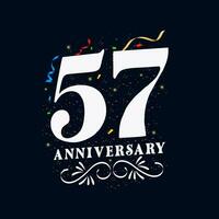 57 Anniversary luxurious Golden color 57 Years Anniversary Celebration Logo Design Template vector