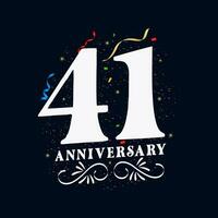 41 Anniversary luxurious Golden color 41 Years Anniversary Celebration Logo Design Template vector