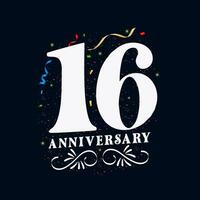 16 Anniversary luxurious Golden color 16 Years Anniversary Celebration Logo Design Template vector