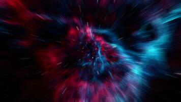 Loop hyper space flight to red blue nebula galaxy video