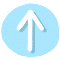 The upwards arrow is in a blue circle. png