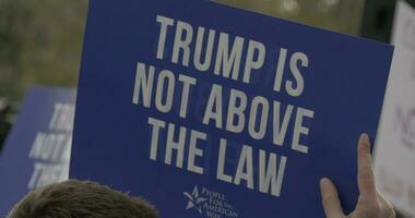 Washington, DC, 2019 - Trump Is Not Above The Law Sign At Protest video