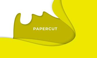 Yellow abstract background template with paper cut concept.  liquid wave composition with empty space vector