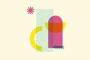 geometric abstract shapes with risograph effect.  Mid-century modern minimalist style vector element.