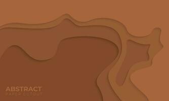 Brown abstract background template with paper cut concept.  liquid wave composition with empty space vector