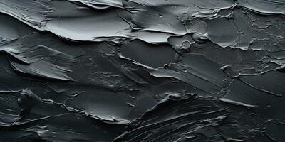 Generative AI, Closeup of impasto abstract rough black art painting texture photo