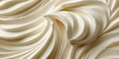 Generative AI, vanilla ice cream surface, close up texture of white ice cream like background. photo