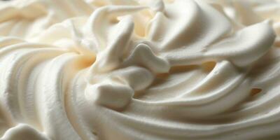 Generative AI, vanilla ice cream surface, close up texture of white ice cream like background. photo