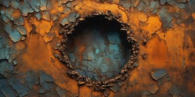 Generative AI, Rusted blue and turquoise metal background. Grunge old wall texture photo