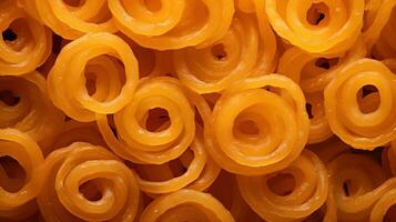 Generative AI, Jalebi, imarti, imarati, paneer jalebi or zulbia, Indian sweet food. photo