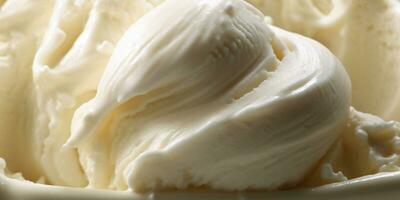 Generative AI, vanilla ice cream surface, close up texture of white ice cream like background. photo