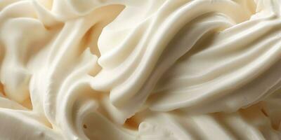 Generative AI, vanilla ice cream surface, close up texture of white ice cream like background. photo