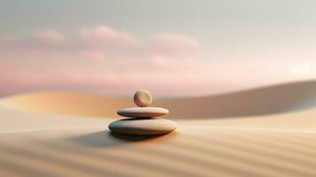 Generative AI, Zen garden, hypnotic simple illustration, calm relax and meditation concept photo