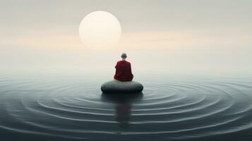 Generative AI, Zen garden, hypnotic simple illustration, calm relax and meditation concept photo