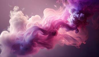 Generative AI, Flowing light pink, viva magenta smoke with splashes. Soft fluid banner, spring female mood, 3D effect, modern macro realistic abstract background illustration, ink in water effect. photo