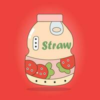 Vibrant Strawberry Flavored Drink vector Illustration