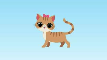 un' cartone animato gatto con un' rosa arco su suo testa video