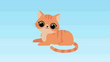 un dibujos animados naranja gato sentado en el suelo video