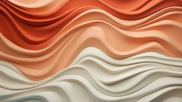Generative AI, orange and beige modelling clay, gypsum or ceramic background and texture, curls and flowing forms photo