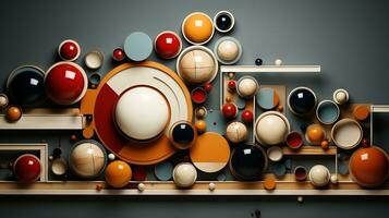 Generative AI, 3d effect abstract geometric figures charts, spheres and cubes photo