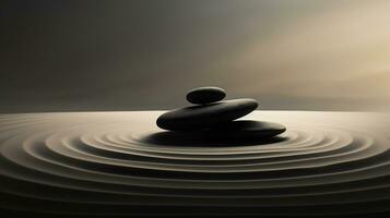 Generative AI, Zen garden, hypnotic simple illustration, calm relax and meditation concept photo