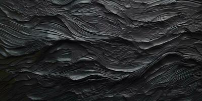 Generative AI, Closeup of impasto abstract rough black art painting texture photo