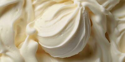 Generative AI, vanilla ice cream surface, close up texture of white ice cream like background. photo