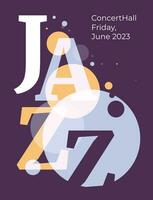 jazz y clásico música evento póster diseño concepto. tipografía resumen decorativo antecedentes. vector plano ilustración