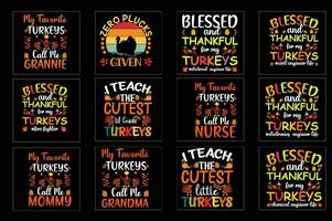 Thanks giving  t-shirt design bundle, Set of thanks giving t-shirt vector