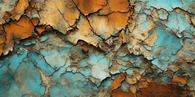 Generative AI, Rusted blue and turquoise metal background. Grunge old wall texture photo