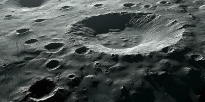 Generative AI, another alien planet surface relief, moon crater. Space background photo