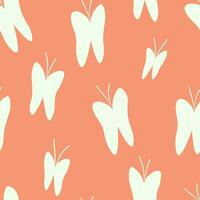 Seamless pattern with abstract simple silhouettes of butterflies. Summer delicate print. Vector graphics.