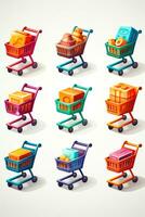 Cyber Week shopping cart icons and symbols isolated on a white background photo