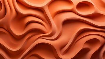 Generative AI, orange and beige modelling clay, gypsum or ceramic background and texture, curls and flowing forms photo