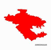 Ahmednagar district map in red color. Ahmednagar a district of Maharashtra. vector