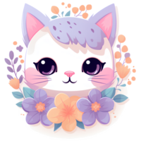 cat dog cut flowers vintage ai generative png