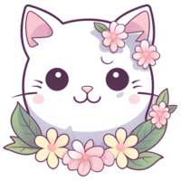 gato cachorro cortar flores vintage ai generativo png